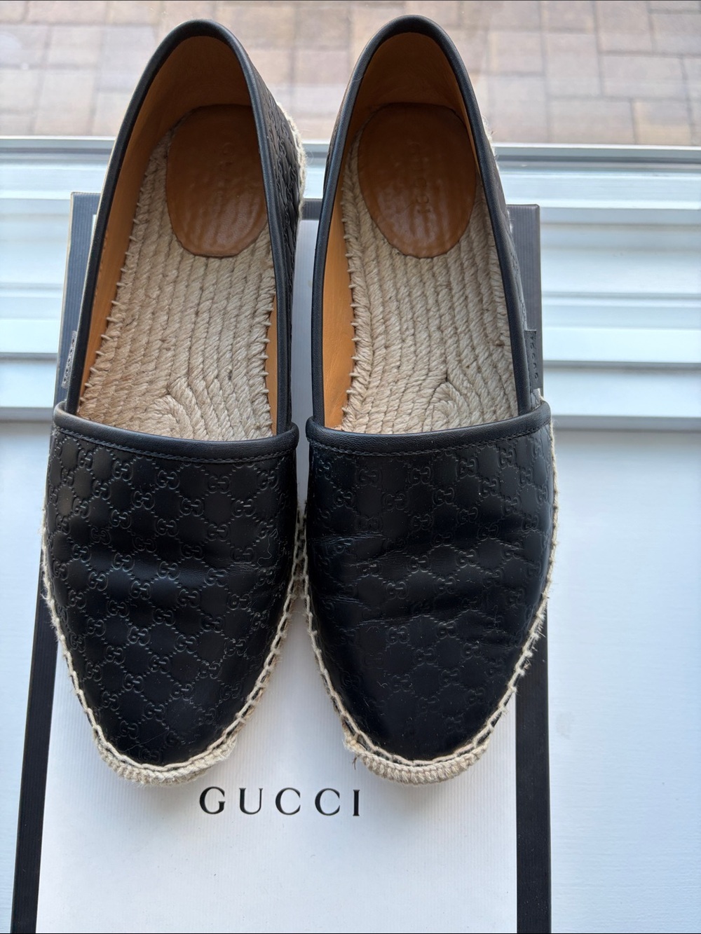 Gucci Black Quilted Leather Espadrille Flats